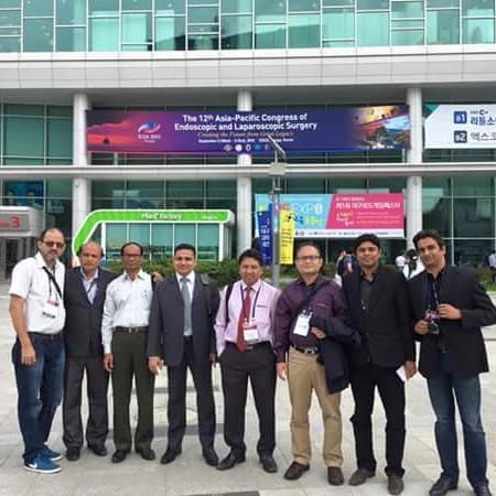 With colleagues at the Asia-Pacific Congress of Endoscopic and Laparoscopic Surgery in Korea