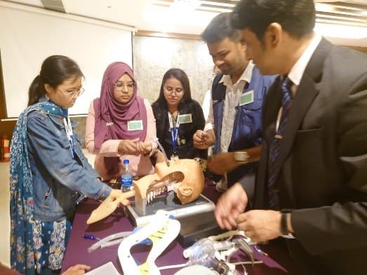 Teaching a practical session with students